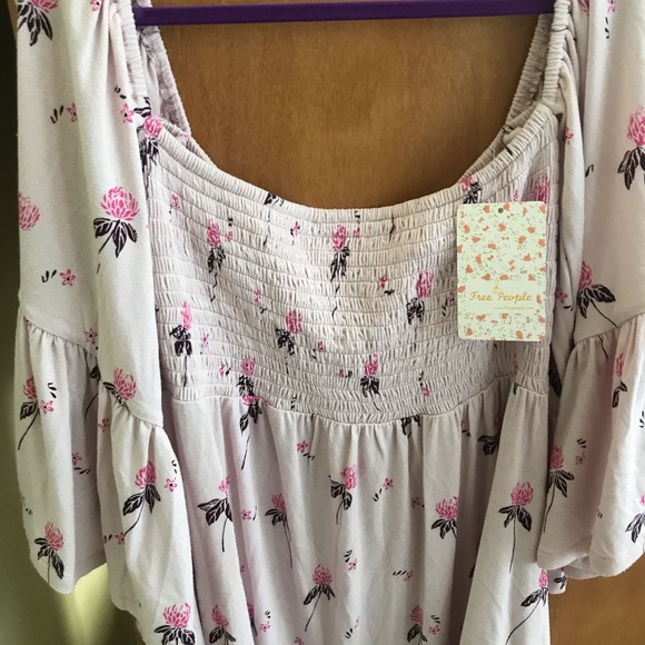 Free People Tunic Top Off Shoulder Cloud Berry XS - Picture 3 of 14